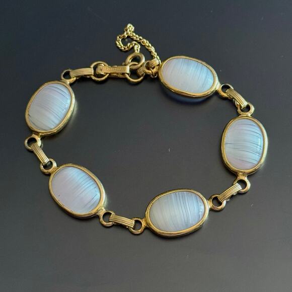 Sarah Coventry Jewelry - Vintage 60s Sarah Coventry Pale Pale Cabochon Link Bracelet